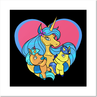 Unicorn mom with unicorn daughters Posters and Art